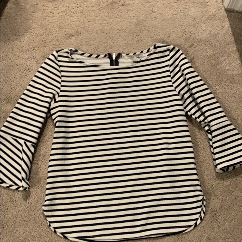 Striped shirt with bell sleeves